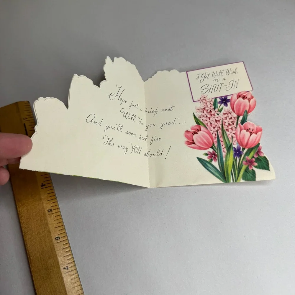 Vintage Gatto New York Get Well Wish to a Shut-In Greeting Card Butterfly Floral